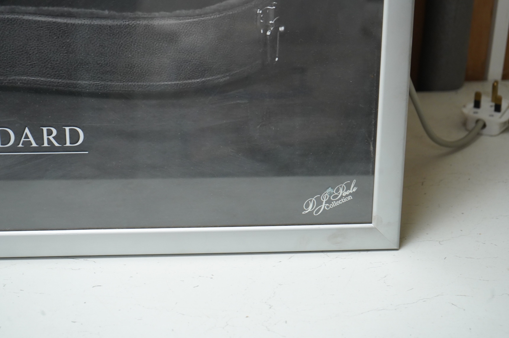 A limited edition 50th anniversary poster of the 1959 Gibson Les Paul standard guitar, 1959-2009, with certificate to the reverse limited edition 16/500, framed, 59 x 89cm